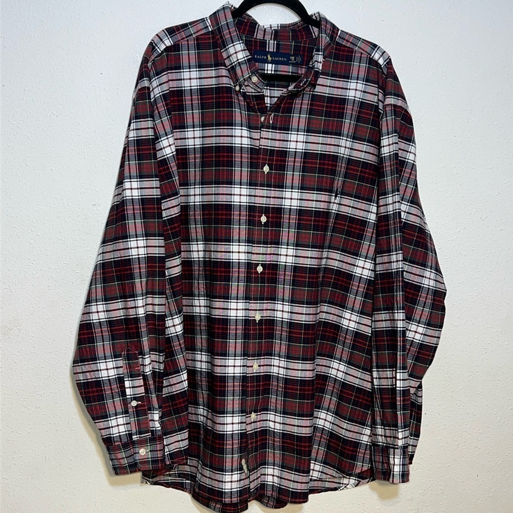 Ralph Lauren Mens Plaid Long Sleeve Button Down Shirt Size 3XB/3G Big/Grand
